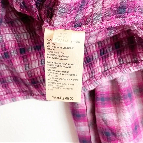 Free People Cherry Bomb Plaid Top Balloon Sleeve - Picture 7 of 10